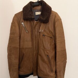 Yigal Azrouel Tan 100% Lamb Leather Bomber Jacket